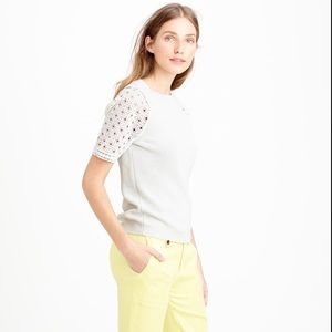 SALE J Crew Eyelet-Sleeve Sweater